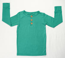 Load image into Gallery viewer, Emerald Green Henley Pajamas
