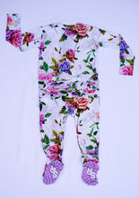 Load image into Gallery viewer, Wild Rose Ruffled Zippered Footie One Piece
